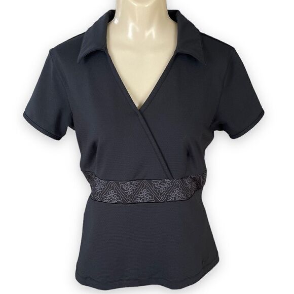 Nike Golf Sphere Dry Mock Wrap Pattern Waistband V-Neck Short Sleeve Polo - Picture 4 of 16